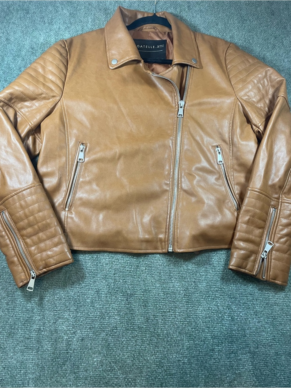 bagatelle Cognac Faux Leather Moto Jacket
